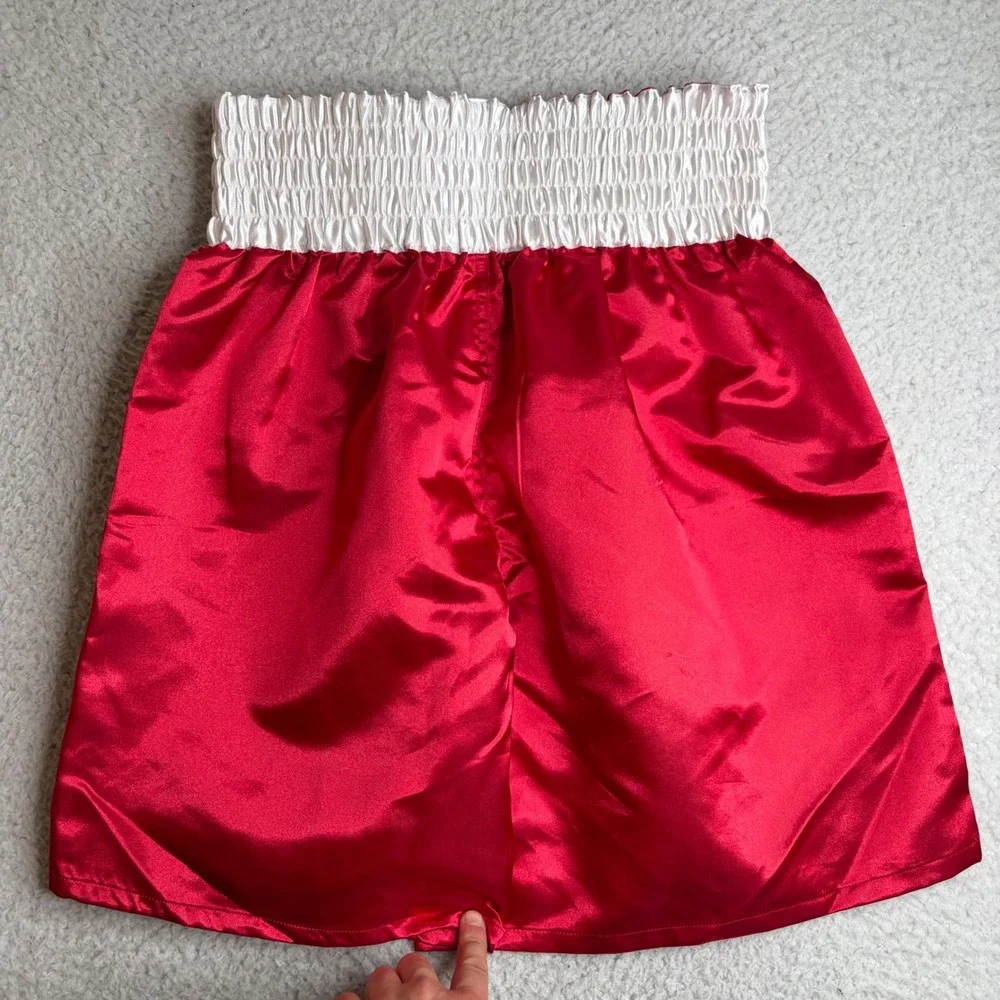 Everlast Mens Boxing Shorts Red White Satin Athletic Trunks Training Large